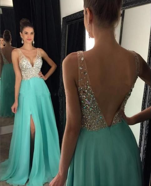 turquoise blue prom dresses 2020 v neck ...